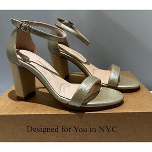 Antonia Saint Tina Party Block Heel Gold Metallic, Size 5